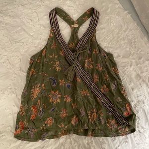 green floral bohemian top